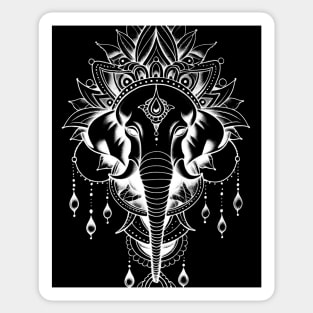 Thai Elephant Tattoo 2: Thai Sak Yant Chang Erawan (Elephant) Tattoo Design on a Dark Background Sticker